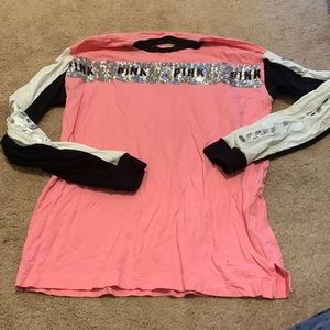 PINK/VS Long-Sleeve Sequin Shirt